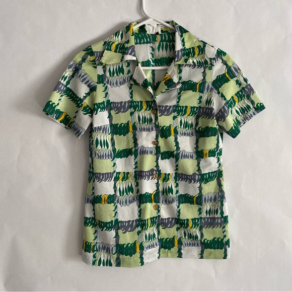 Printed Button Short Sleeve Top main image 0